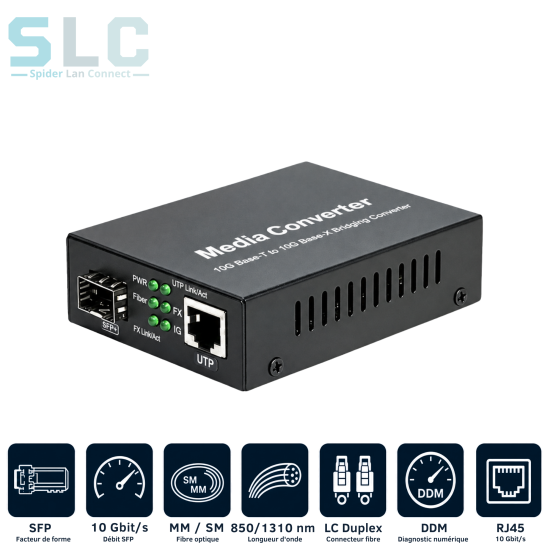 Convertisseur Média 10G SFP+ vers RJ45 | Fibre 10 Gigabit Maroc