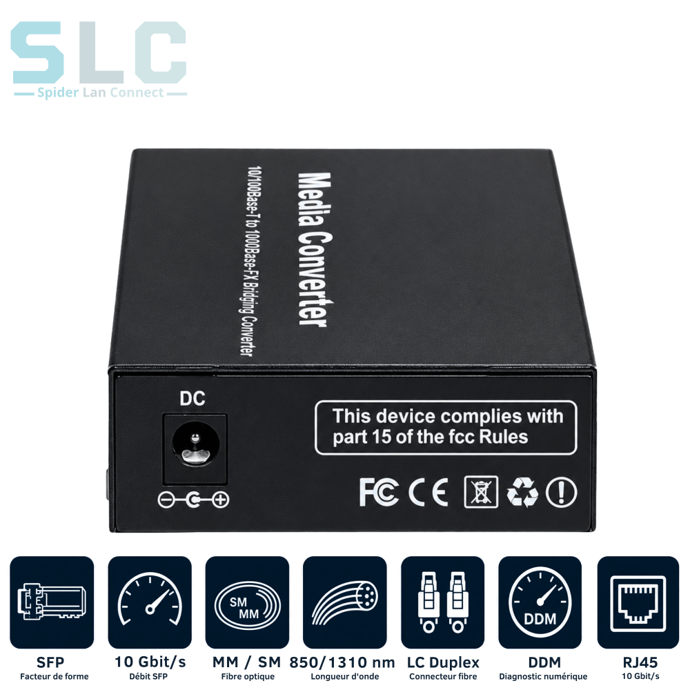 Convertisseur Média 10G SFP+ vers RJ45 | Fibre 10 Gigabit Maroc