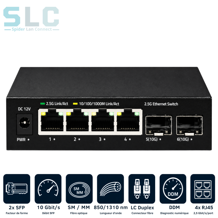 Convertisseur Média 2 SFP+ 10G vers 4 RJ45 2.5G | Maroc