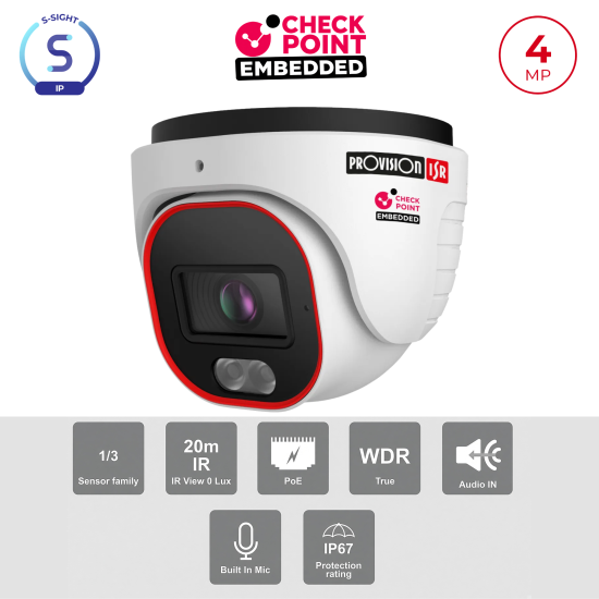 Caméra Dôme 4MP PoE ONVIF LED Hybride 20m DDA1 | Maroc