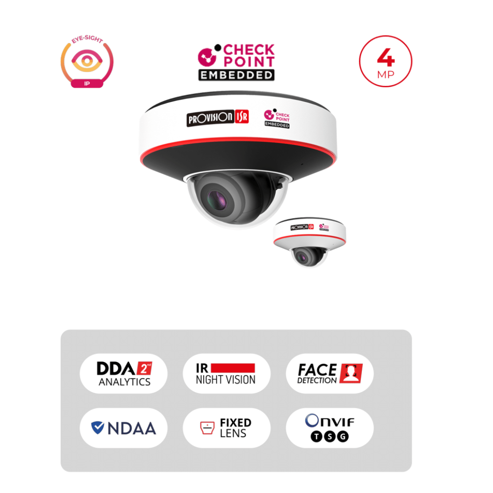 Caméra Mini Dome IP 4MP PoE – Eye-Sight, IR 10m, 2.8mm, H.265