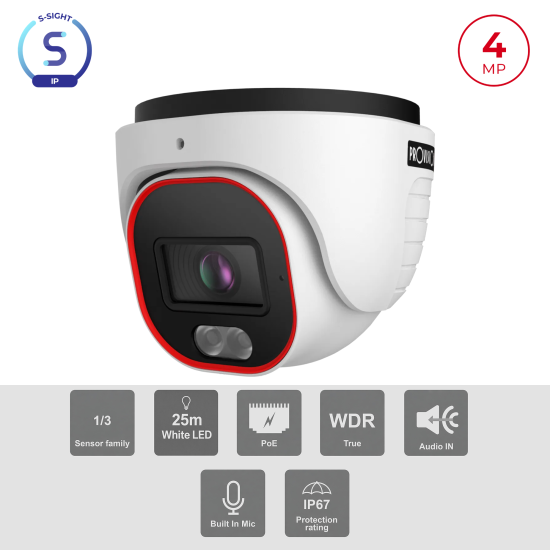 Caméra IP 4MP Dôme Turret Couleur 24/7 LED Blanche 25m | WDR 120dB Maroc