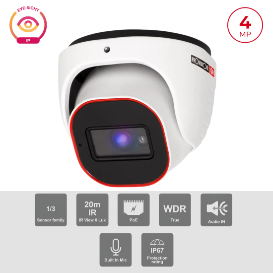 Caméra IP 4MP PoE Dome IR 20m Objectif 2.8mm | H.265 WDR 120dB Maroc