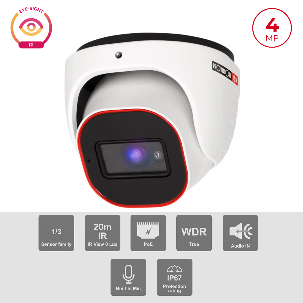 Caméra IP 4MP PoE Dome IR 20m Objectif 2.8mm | H.265 WDR 120dB Maroc