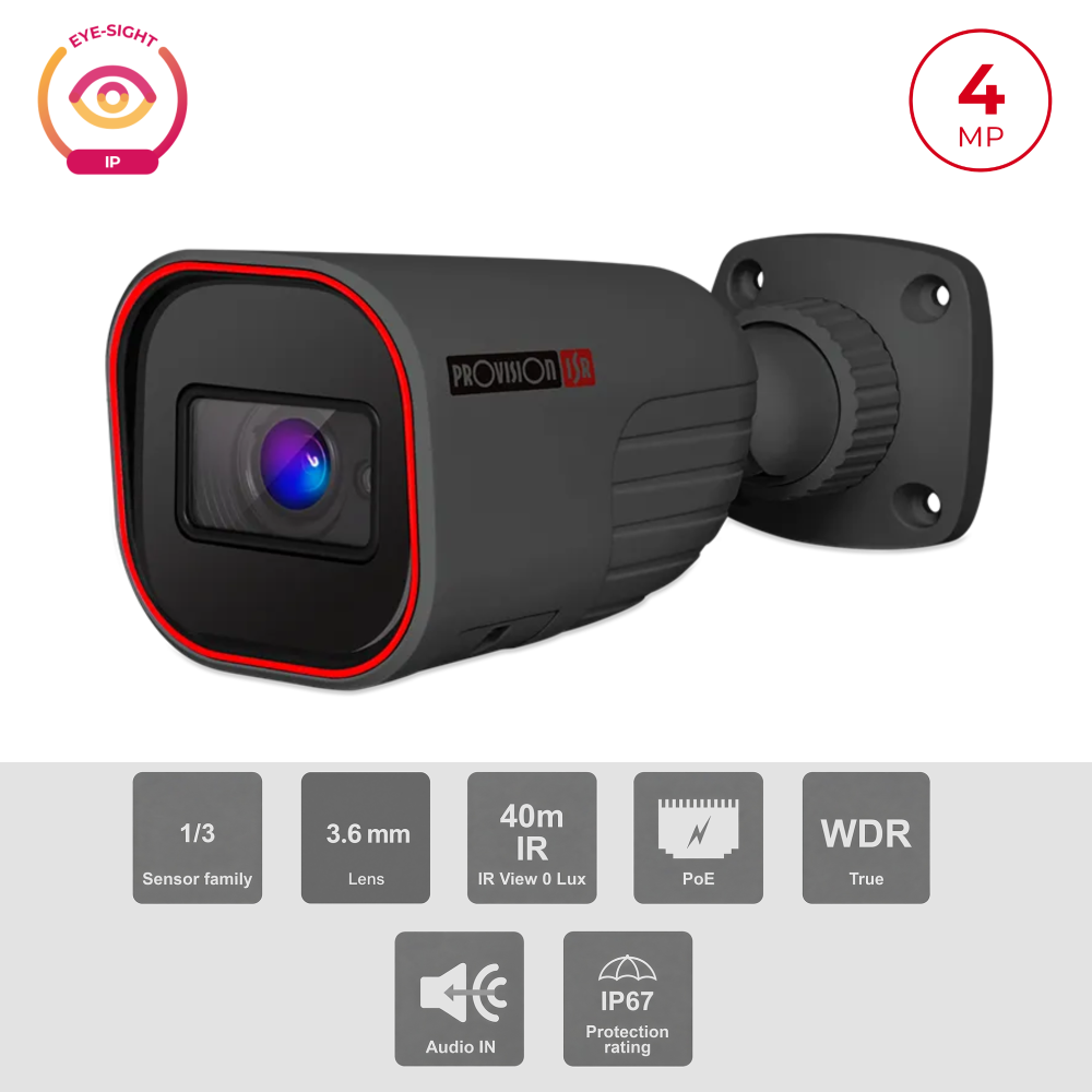 Caméra Bullet IP 4MP PoE IR 40m Objectif 3.6mm | H.265 WDR 120dB Maroc