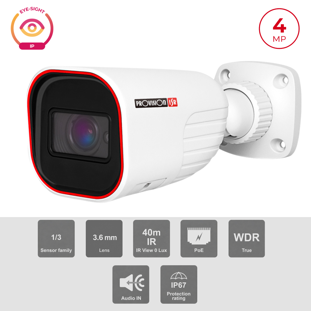 Caméra Bullet IP 4MP PoE IR 40m Objectif 3.6mm | H.265 WDR 120dB Maroc