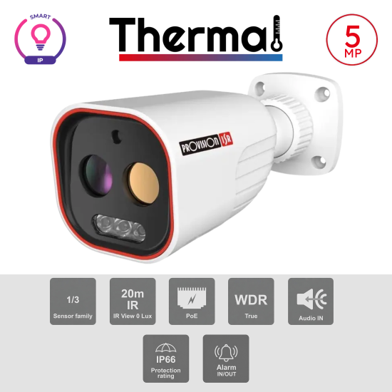 Caméra Bullet Thermique 5MP Bi-Spectre PoE ONVIF IR 20m | Maroc