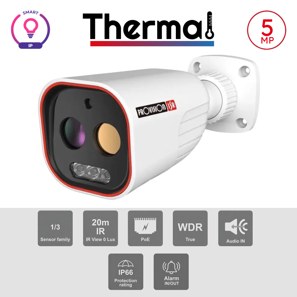 Caméra Bullet Thermique 5MP Bi-Spectre PoE ONVIF IR 20m | Maroc