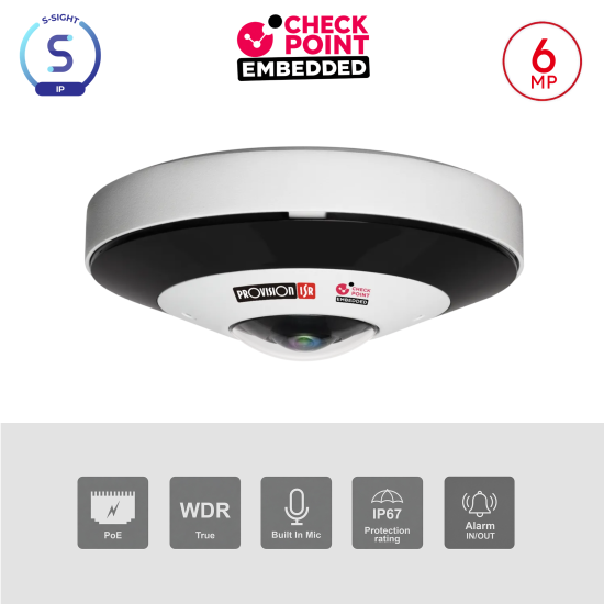 Caméra Fisheye 6MP 360° PoE ONVIF IR 15m DDA1 | Maroc