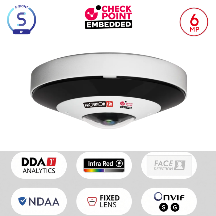 Caméra Fisheye 6MP 360° PoE ONVIF IR 15m DDA1 | Maroc