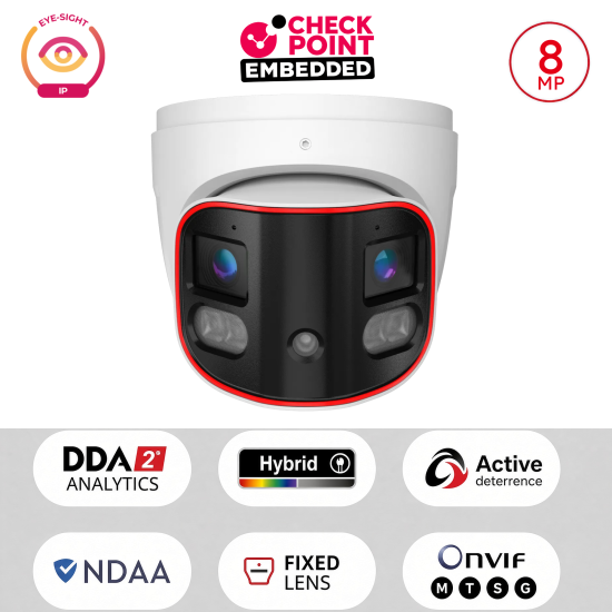 Caméra Dôme Panoramique 8MP 180° PoE ONVIF Dissuasion | Maroc