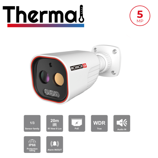 Caméra Bullet IP 5MP Bi-Spectre Thermique Optique IR 20m | Stroboscope Maroc