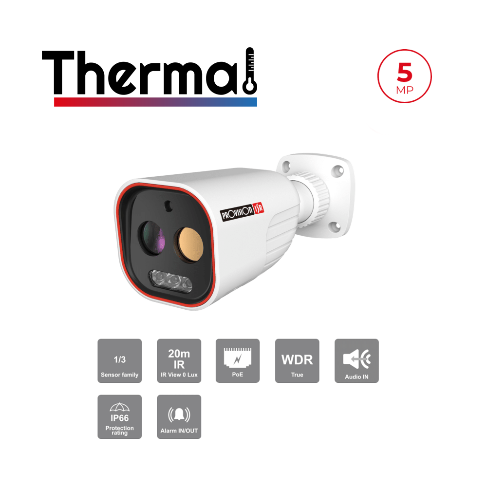 Caméra Bullet IP 5MP Bi-Spectre Thermique Optique IR 20m | Stroboscope Maroc