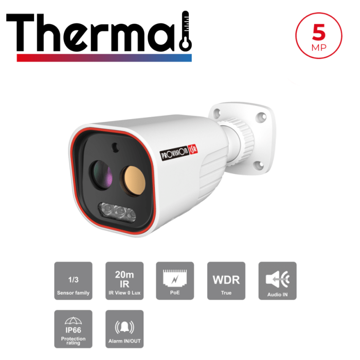Caméra Bullet IP 5MP Bi-Spectre Thermique Optique IR 20m | Stroboscope Maroc